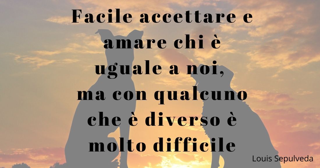 Facile accettare e amare chi è uguale a noi, ma con qualcuno che è diverso è molto difficile (cit. Luis Sepulveda)
